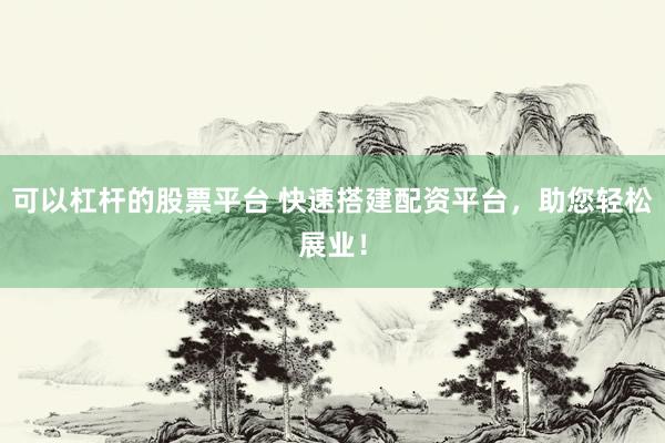 可以杠杆的股票平台 快速搭建配资平台，助您轻松展业！