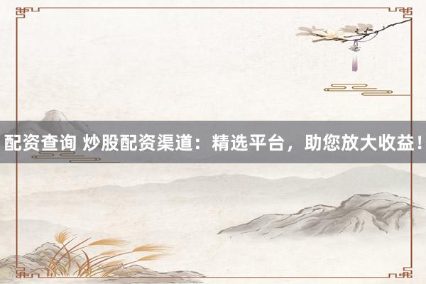 配资查询 炒股配资渠道：精选平台，助您放大收益！