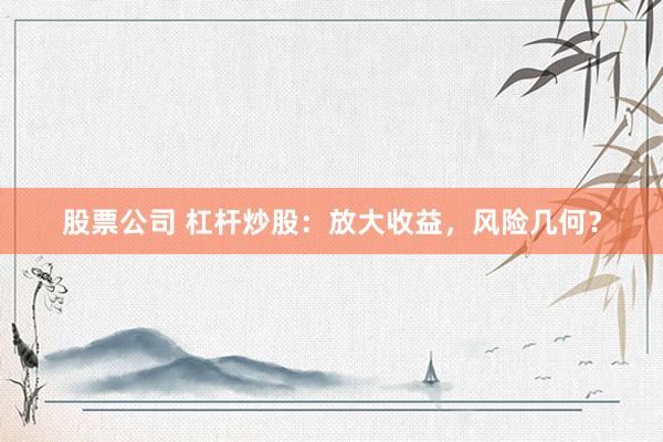 股票公司 杠杆炒股：放大收益，风险几何？