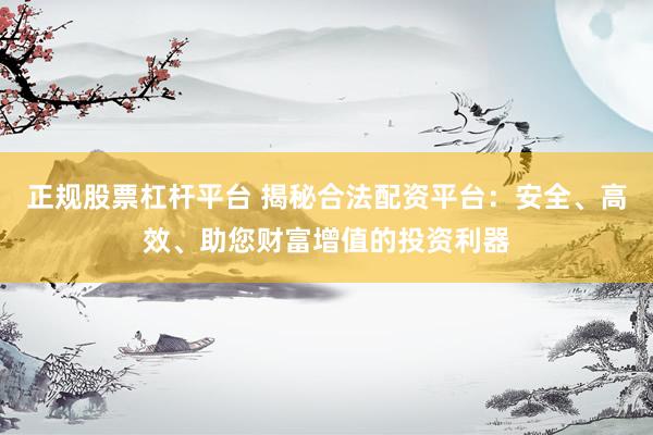正规股票杠杆平台 揭秘合法配资平台：安全、高效、助您财富增值的投资利器