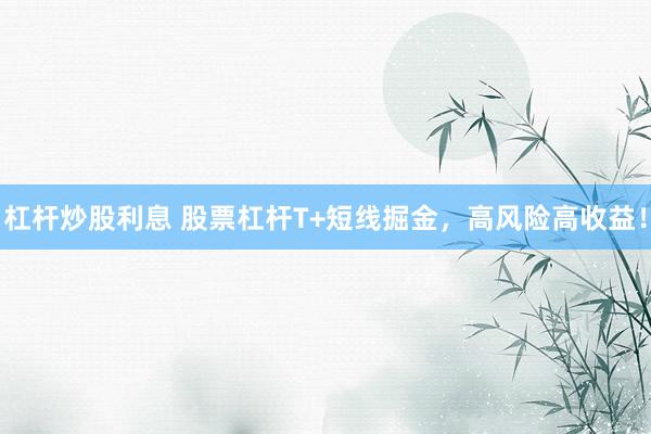 杠杆炒股利息 股票杠杆T+短线掘金，高风险高收益！