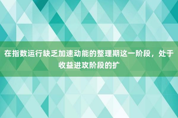 在指数运行缺乏加速动能的整理期这一阶段,处于收益进攻阶段的扩
