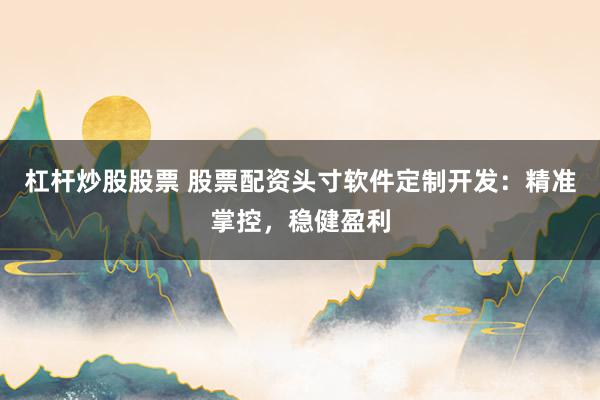 杠杆炒股股票 股票配资头寸软件定制开发：精准掌控，稳健盈利