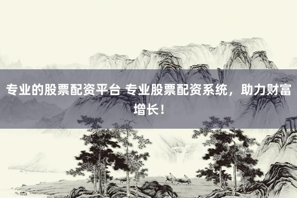 专业的股票配资平台 专业股票配资系统，助力财富增长！